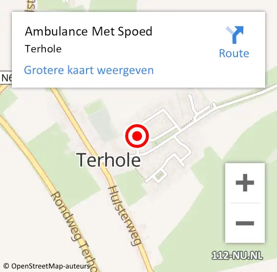 Locatie op kaart van de 112 melding: Ambulance Met Spoed Naar Terhole op 28 juni 2021 08:40