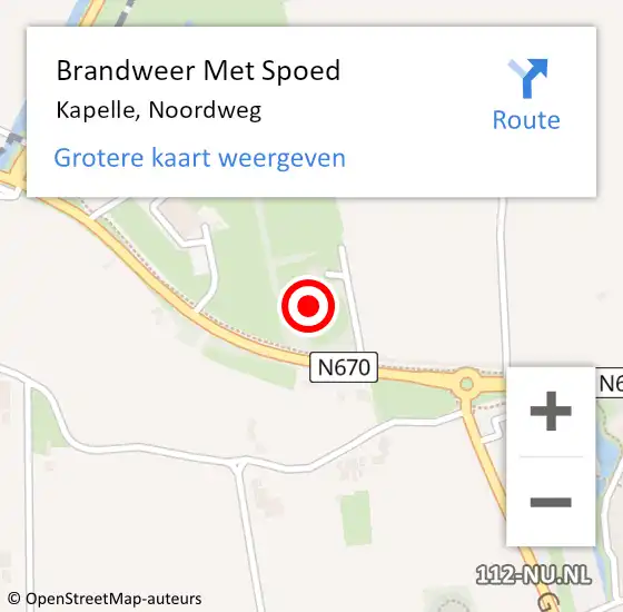 Locatie op kaart van de 112 melding: Brandweer Met Spoed Naar Kapelle, Noordweg op 28 juni 2021 08:40