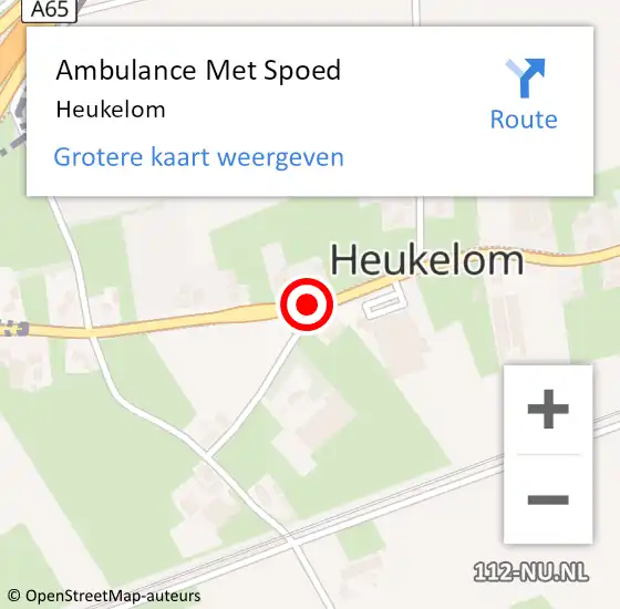 Locatie op kaart van de 112 melding: Ambulance Met Spoed Naar Heukelom op 28 juni 2021 08:43