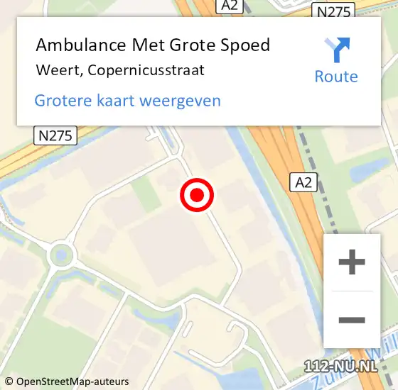 Locatie op kaart van de 112 melding: Ambulance Met Grote Spoed Naar Weert, Copernicusstraat op 28 juni 2021 08:46