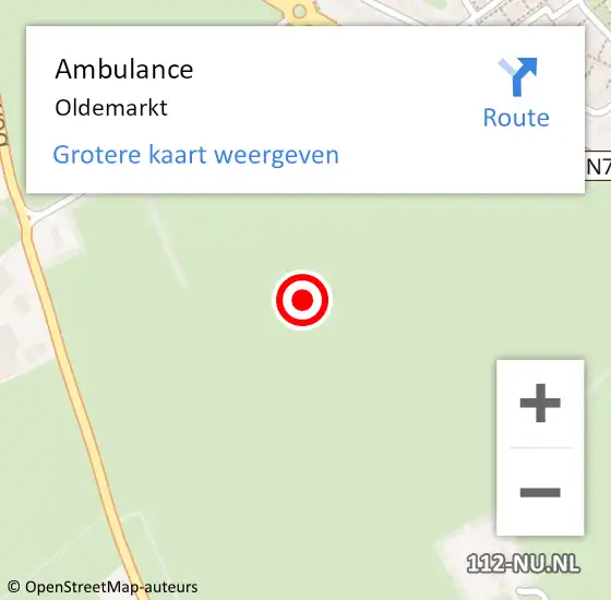 Locatie op kaart van de 112 melding: Ambulance Oldemarkt op 14 juni 2014 15:44