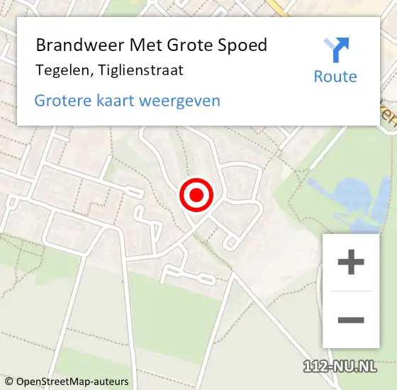 Locatie op kaart van de 112 melding: Brandweer Met Grote Spoed Naar Tegelen, Tiglienstraat op 28 juni 2021 09:09