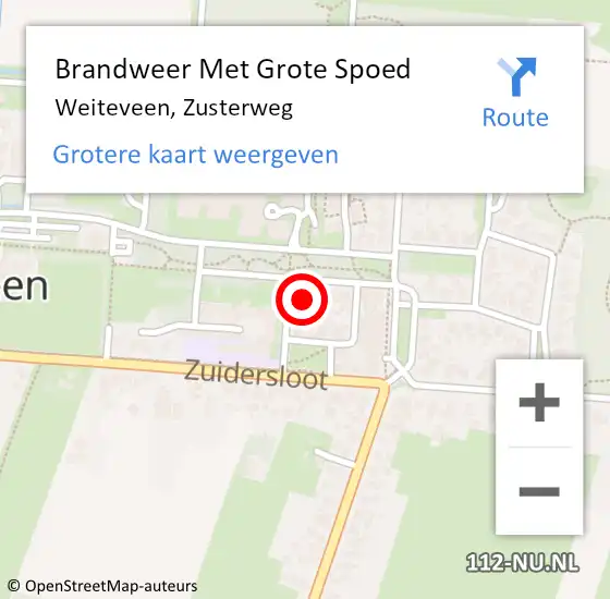 Locatie op kaart van de 112 melding: Brandweer Met Grote Spoed Naar Weiteveen, Zusterweg op 28 juni 2021 09:10