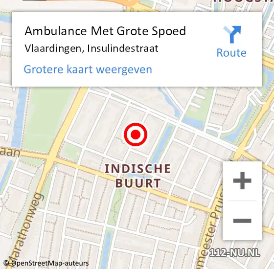 Locatie op kaart van de 112 melding: Ambulance Met Grote Spoed Naar Vlaardingen, Insulindestraat op 28 juni 2021 09:21