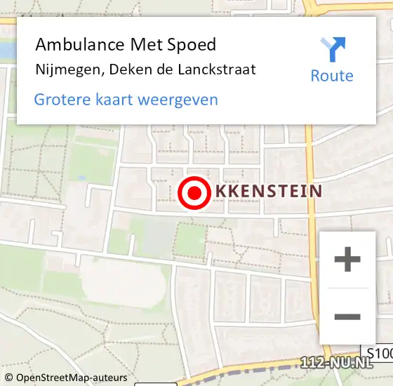 Locatie op kaart van de 112 melding: Ambulance Met Spoed Naar Nijmegen, Deken de Lanckstraat op 28 juni 2021 09:24