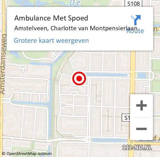 Locatie op kaart van de 112 melding: Ambulance Met Spoed Naar Amstelveen, Charlotte van Montpensierlaan op 28 juni 2021 09:27