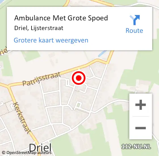 Locatie op kaart van de 112 melding: Ambulance Met Grote Spoed Naar Driel, Lijsterstraat op 28 juni 2021 09:55