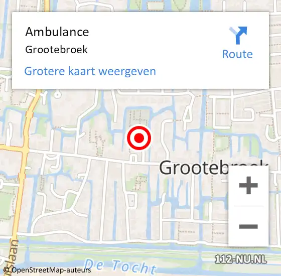 Locatie op kaart van de 112 melding: Ambulance Grootebroek op 28 juni 2021 09:56