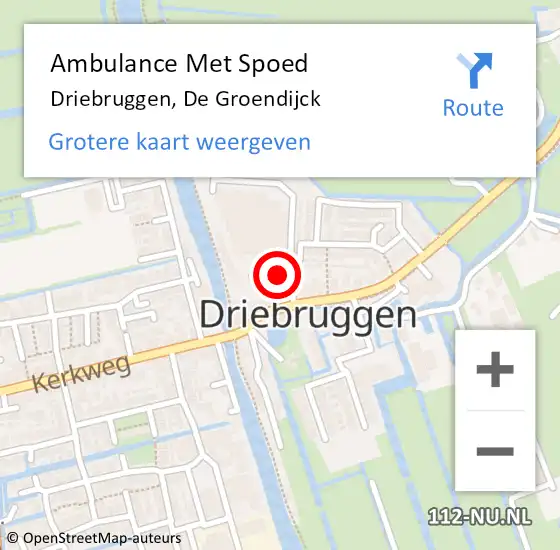 Locatie op kaart van de 112 melding: Ambulance Met Spoed Naar Driebruggen, De Groendijck op 14 juni 2014 15:55