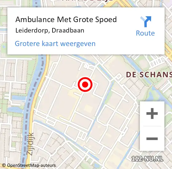 Locatie op kaart van de 112 melding: Ambulance Met Grote Spoed Naar Leiderdorp, Draadbaan op 28 juni 2021 10:05