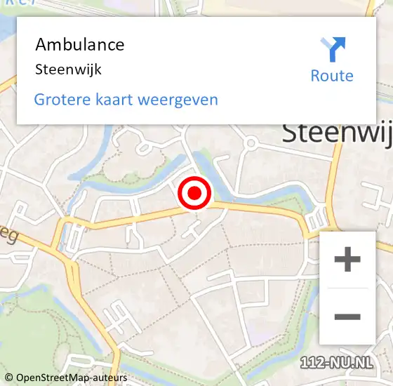 Locatie op kaart van de 112 melding: Ambulance Steenwijk op 14 juni 2014 15:55