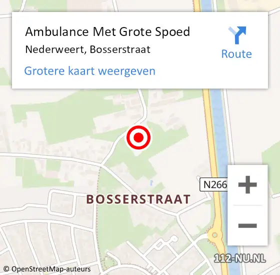 Locatie op kaart van de 112 melding: Ambulance Met Grote Spoed Naar Nederweert, Bosserstraat op 28 juni 2021 10:06