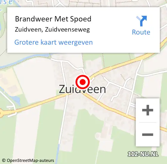 Locatie op kaart van de 112 melding: Brandweer Met Spoed Naar Zuidveen, Zuidveenseweg op 28 juni 2021 10:22