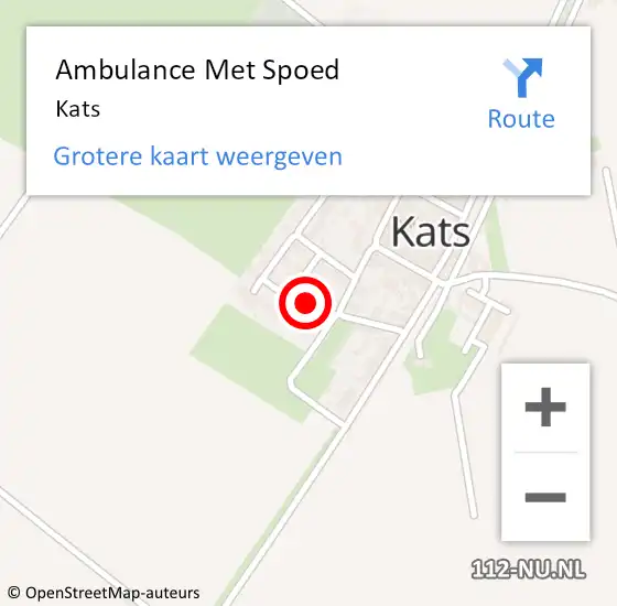 Locatie op kaart van de 112 melding: Ambulance Met Spoed Naar Kats op 28 juni 2021 10:25