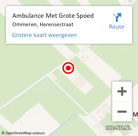 Locatie op kaart van de 112 melding: Ambulance Met Grote Spoed Naar Ommeren, Harensestraat op 28 juni 2021 10:25