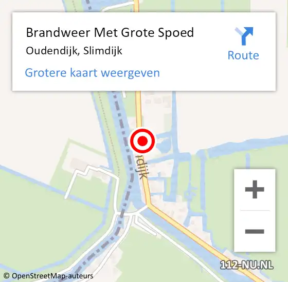 Locatie op kaart van de 112 melding: Brandweer Met Grote Spoed Naar Oudendijk, Slimdijk op 28 juni 2021 10:33