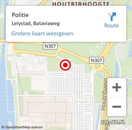 Locatie op kaart van de 112 melding: Politie Lelystad, Bataviaweg op 28 juni 2021 10:47