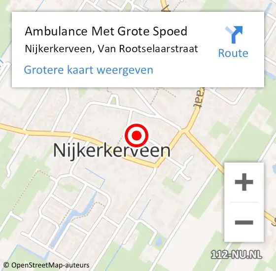 Locatie op kaart van de 112 melding: Ambulance Met Grote Spoed Naar Nijkerkerveen, Van Rootselaarstraat op 28 juni 2021 10:58