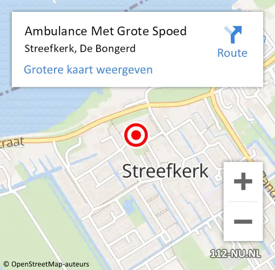 Locatie op kaart van de 112 melding: Ambulance Met Grote Spoed Naar Streefkerk, De Bongerd op 28 juni 2021 11:16