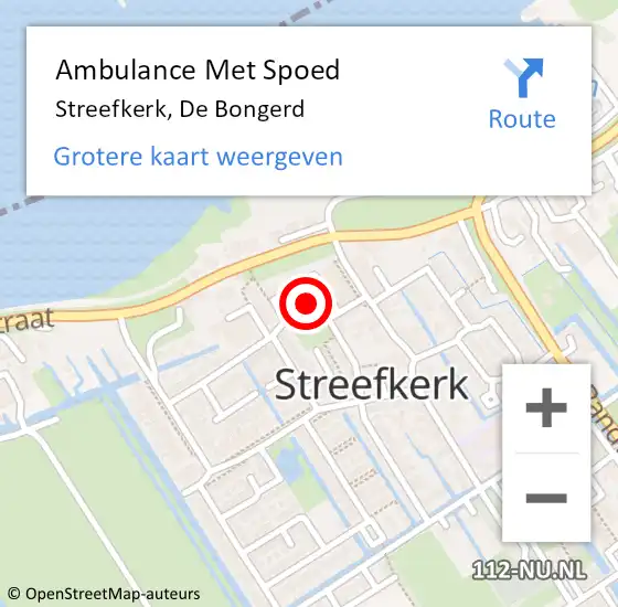 Locatie op kaart van de 112 melding: Ambulance Met Spoed Naar Streefkerk, De Bongerd op 28 juni 2021 11:17