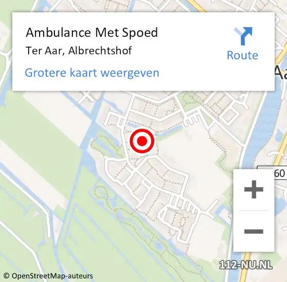 Locatie op kaart van de 112 melding: Ambulance Met Spoed Naar Ter Aar, Albrechtshof op 28 juni 2021 11:35