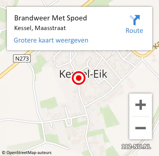 Locatie op kaart van de 112 melding: Brandweer Met Spoed Naar Kessel, Maasstraat op 28 juni 2021 11:38