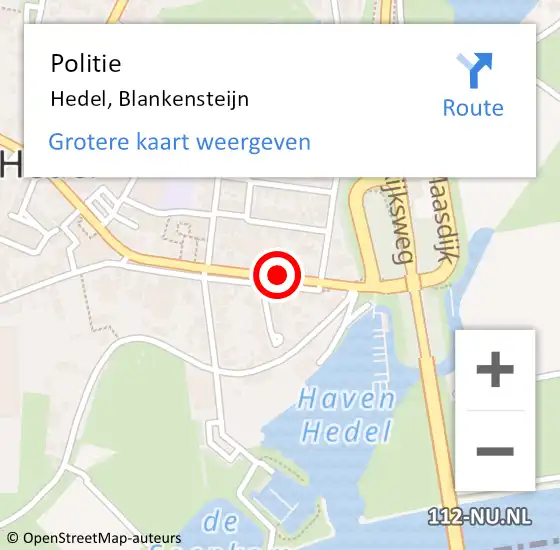 Locatie op kaart van de 112 melding: Politie Hedel, Blankensteijn op 28 juni 2021 11:52