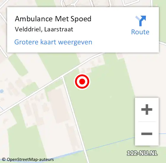 Locatie op kaart van de 112 melding: Ambulance Met Spoed Naar Velddriel, Laarstraat op 28 juni 2021 11:53