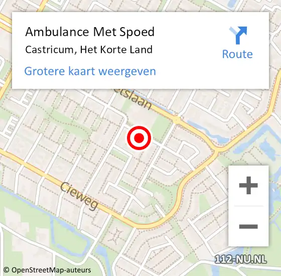 Locatie op kaart van de 112 melding: Ambulance Met Spoed Naar Castricum, Het Korte Land op 28 juni 2021 11:58