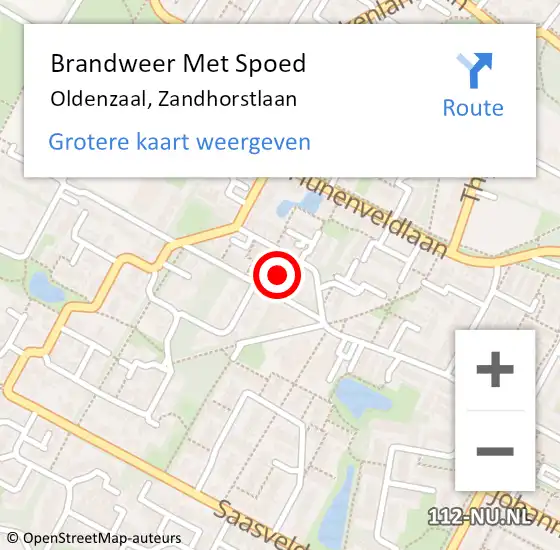 Locatie op kaart van de 112 melding: Brandweer Met Spoed Naar Oldenzaal, Zandhorstlaan op 28 juni 2021 12:05