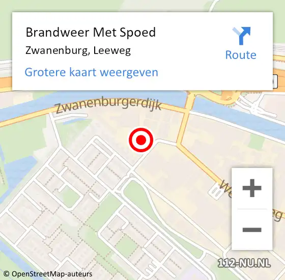 Locatie op kaart van de 112 melding: Brandweer Met Spoed Naar Zwanenburg, Leeweg op 28 juni 2021 12:19