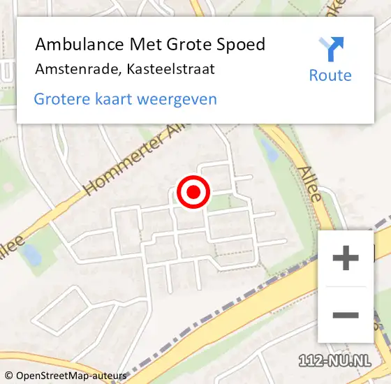 Locatie op kaart van de 112 melding: Ambulance Met Grote Spoed Naar Amstenrade, Kasteelstraat op 14 juni 2014 16:13