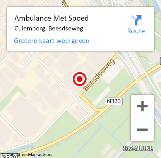 Locatie op kaart van de 112 melding: Ambulance Met Spoed Naar Culemborg, Beesdseweg op 28 juni 2021 12:46