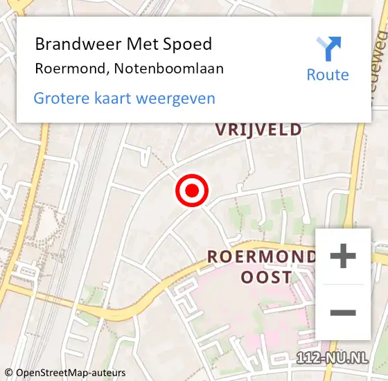 Locatie op kaart van de 112 melding: Brandweer Met Spoed Naar Roermond, Notenboomlaan op 28 juni 2021 12:56