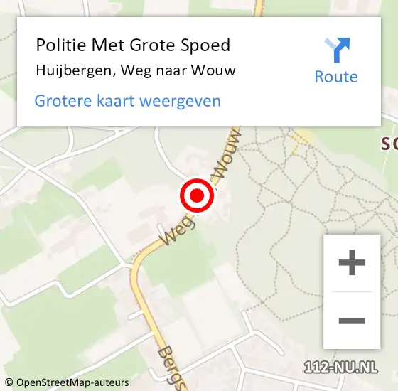 Locatie op kaart van de 112 melding: Politie Met Grote Spoed Naar Huijbergen, Weg naar Wouw op 28 juni 2021 13:20