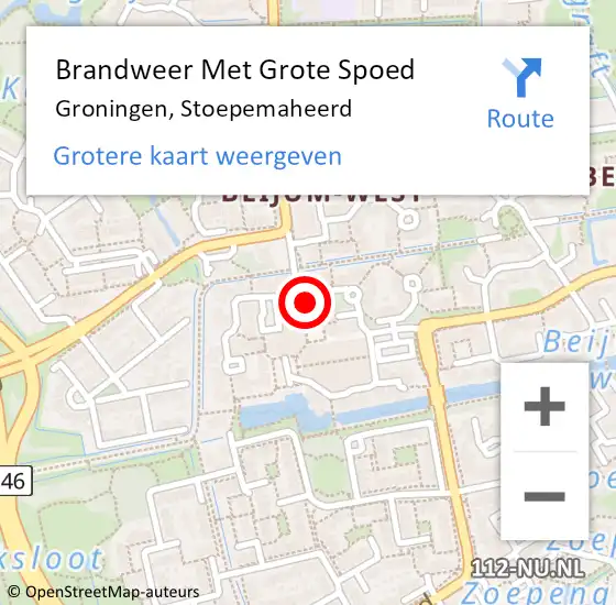 Locatie op kaart van de 112 melding: Brandweer Met Grote Spoed Naar Groningen, Stoepemaheerd op 28 juni 2021 13:47