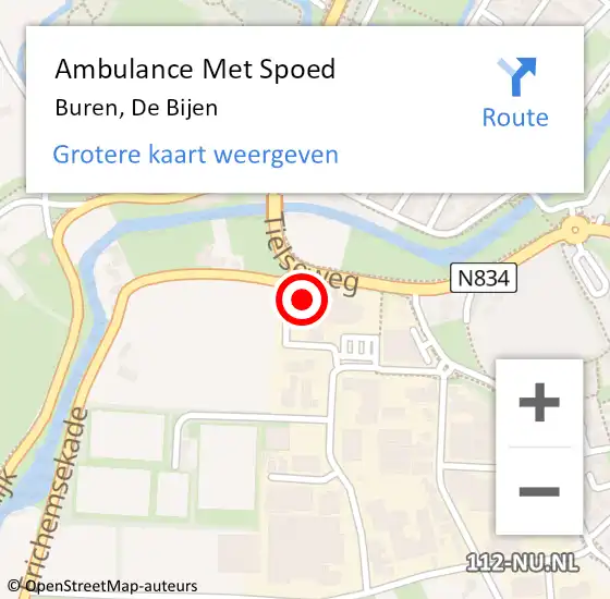 Locatie op kaart van de 112 melding: Ambulance Met Spoed Naar Buren, De Bijen op 14 juni 2014 16:25