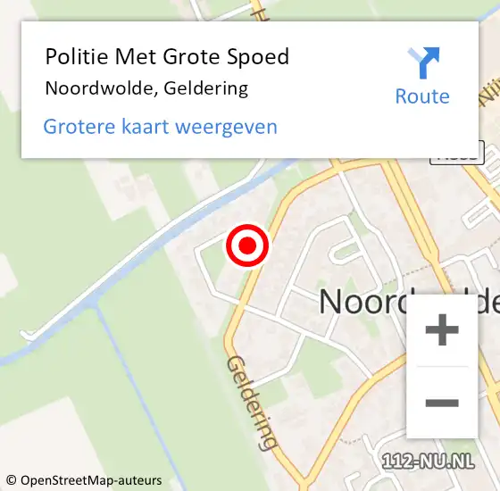 Locatie op kaart van de 112 melding: Politie Met Grote Spoed Naar Noordwolde, Geldering op 28 juni 2021 14:01