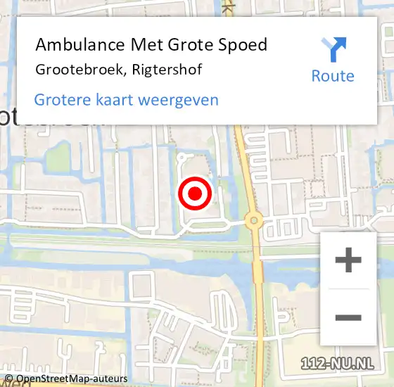 Locatie op kaart van de 112 melding: Ambulance Met Grote Spoed Naar Grootebroek, Rigtershof op 28 juni 2021 14:12