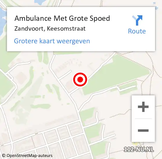 Locatie op kaart van de 112 melding: Ambulance Met Grote Spoed Naar Zandvoort, Keesomstraat op 28 juni 2021 14:26