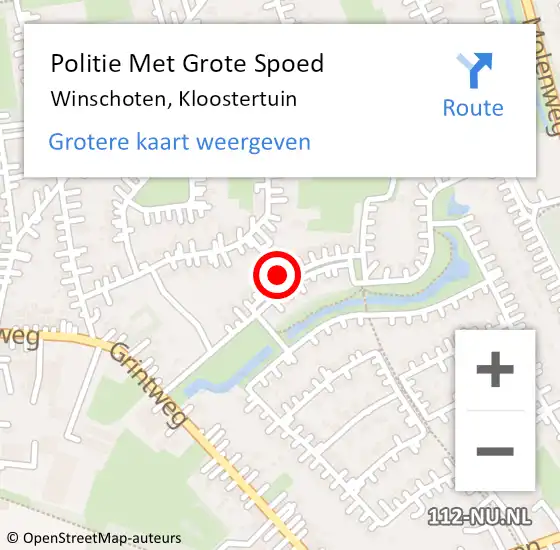 Locatie op kaart van de 112 melding: Politie Met Grote Spoed Naar Winschoten, Kloostertuin op 28 juni 2021 14:36