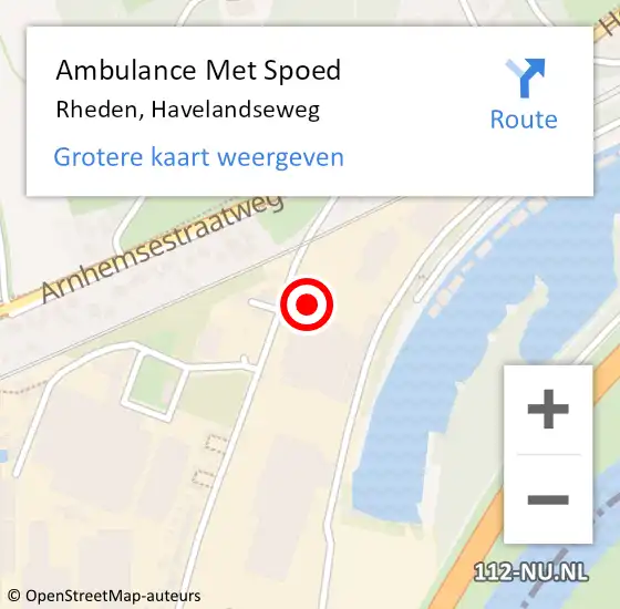 Locatie op kaart van de 112 melding: Ambulance Met Spoed Naar Rheden, Havelandseweg op 28 juni 2021 14:39