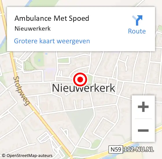 Locatie op kaart van de 112 melding: Ambulance Met Spoed Naar Nieuwerkerk op 28 juni 2021 14:57