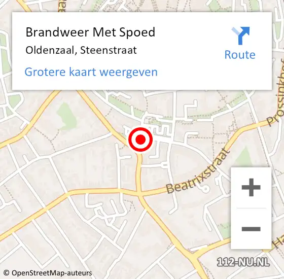 Locatie op kaart van de 112 melding: Brandweer Met Spoed Naar Oldenzaal, Steenstraat op 28 juni 2021 15:33