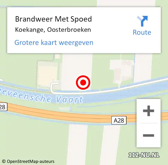 Locatie op kaart van de 112 melding: Brandweer Met Spoed Naar Koekange, Oosterbroeken op 28 juni 2021 15:35