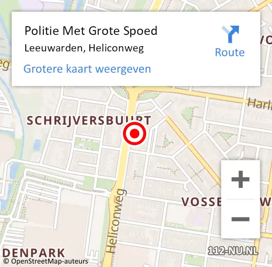 Locatie op kaart van de 112 melding: Politie Met Grote Spoed Naar Leeuwarden, Heliconweg op 28 juni 2021 15:39