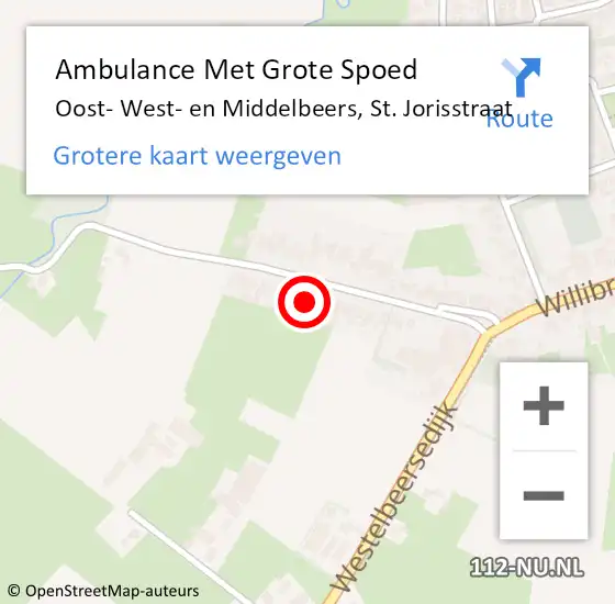 Locatie op kaart van de 112 melding: Ambulance Met Grote Spoed Naar Oost- West- en Middelbeers, St. Jorisstraat op 28 juni 2021 15:47