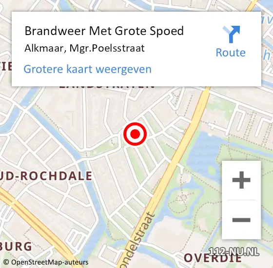 Locatie op kaart van de 112 melding: Brandweer Met Grote Spoed Naar Alkmaar, Mgr.Poelsstraat op 28 juni 2021 16:08