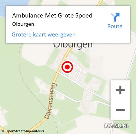 Locatie op kaart van de 112 melding: Ambulance Met Grote Spoed Naar Olburgen op 28 juni 2021 16:16