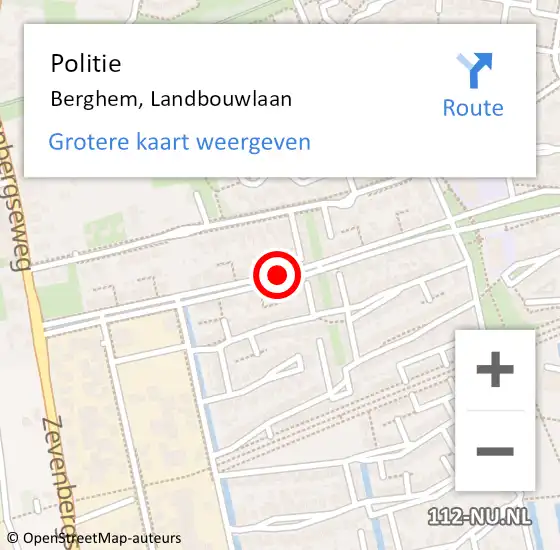 Locatie op kaart van de 112 melding: Politie Berghem, Landbouwlaan op 28 juni 2021 16:19